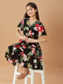 Girls V-Neck Tropical Cotton Dress